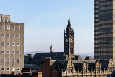 View of Victorian style clock tower in Middlesbrough, UK clipart