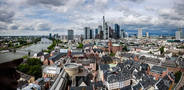 Vista Aérea Ciudad Frankfurt Con Horizonte Nublado —  Fotos de Stock