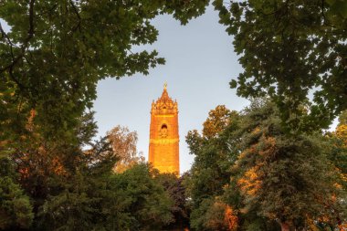 Cabot kule gördüm ağaçlar yeşillik, Bristol, İngiltere.