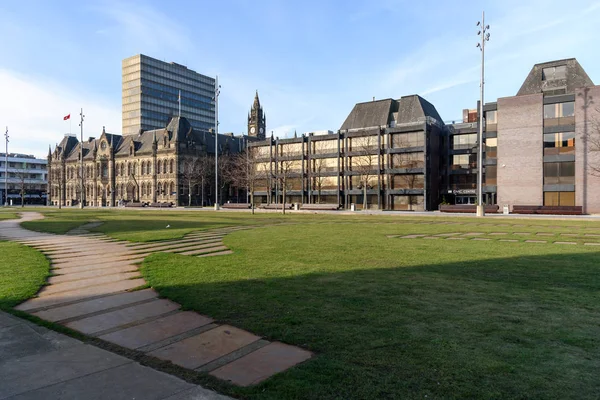 Rådhuset Och Civic Center Centrala Torget Middlesbrough Med Dekorativa Stålplåt — Stockfoto