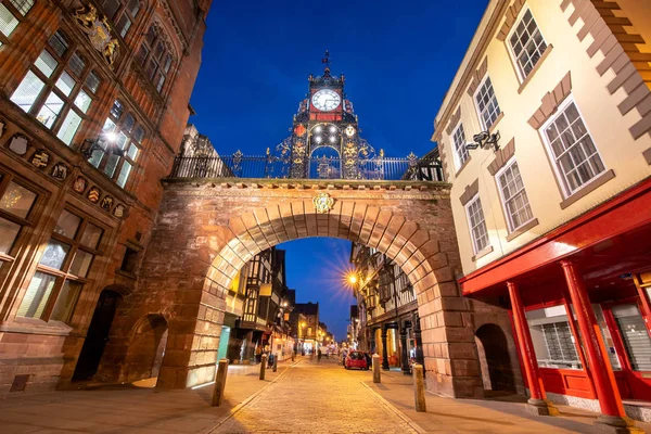 East Gate Prominent Landmark City Chester Said Most Photographed Clock — Stock Photo, Image
