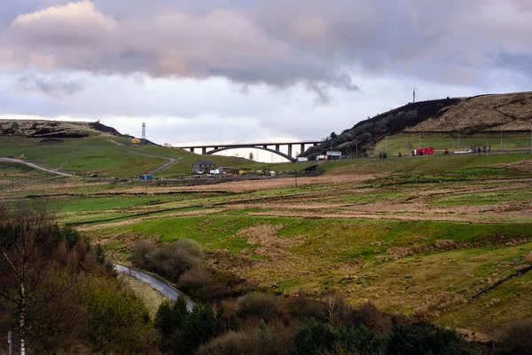 Scammonden Bridge Известный Rainbow Bridge Span M62 Motorway Kirklees West — стоковое фото