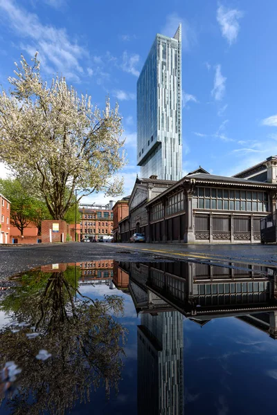 Beetham Tower View Water Manchester City — Stock Photo, Image