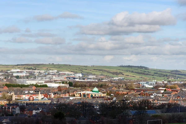 Luchtfoto Van Blackburn City Het Noordwesten Van Engeland — Stockfoto