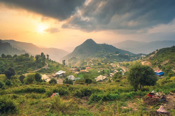 Vista Del Atardecer Malamjaba Valle Swat Pakistán — Foto de Stock