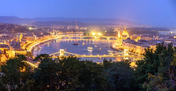 Budapest Danubio Vista Sul Fiume Buda Lato Castello Paesaggio Affamato Foto Stock Royalty Free