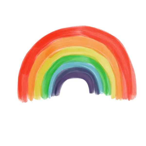白い背景に孤立した絵具の虹 子供の絵 プライド Lgbtqのシンボル — ストック写真