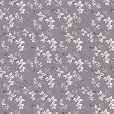 Gri arkaplanda beyaz orkideler. Kusursuz orkide deseni. Çiçek deseni. Kalem el çizimi. Paketleme, duvar kağıdı, tekstil ve kumaş tasarımı