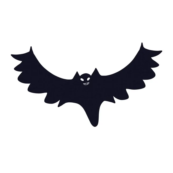 在白色背景上孤立的飞行的恐怖的黑色蝙蝠 万圣节动物 可怕的怪物 童话人物 — 图库照片