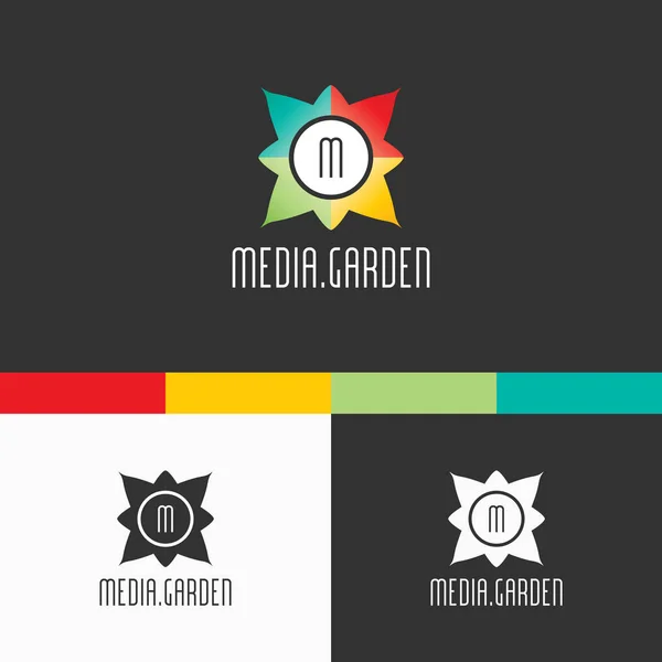 Media Garden Symbol Template Vector Elements Brand Icon Design Illustration — Stock Vector