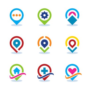 Modern dünyanın App harita Konumlandırıcı sosyal Internet topluluk pozisyon düz simgesi. Eps10
