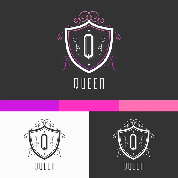 Queen Crest Ornament Template Vector Crown Elements Emblem Icon Design — Stock Vector