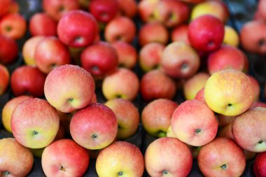 Pazarda taze elmalar