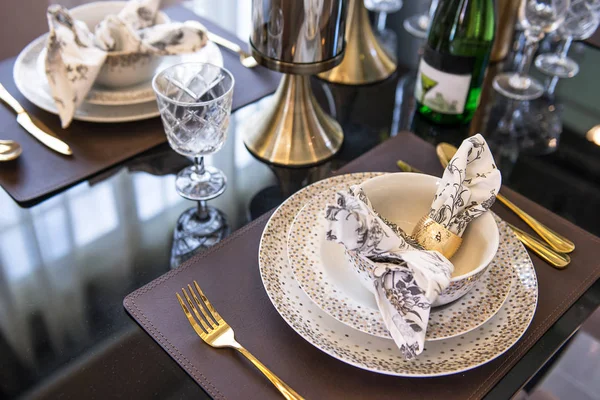 Luxe Eettafel Instelling Voor Speciale Maaltijd — Stockfoto