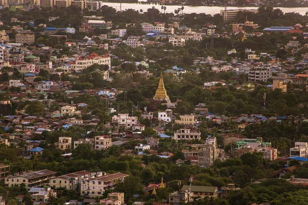 Vista Superior Ciudad Desde Colina Mandalay Mandalay Myanmar — Foto de Stock