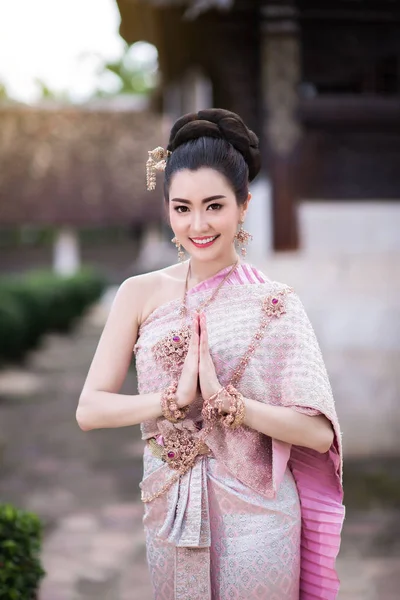 Mooi Thais Meisje Thaise Traditionele Kostuum — Stockfoto