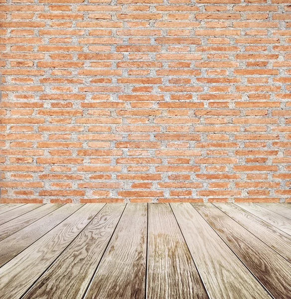 Parede Tijolo Piso Madeira — Fotografia de Stock