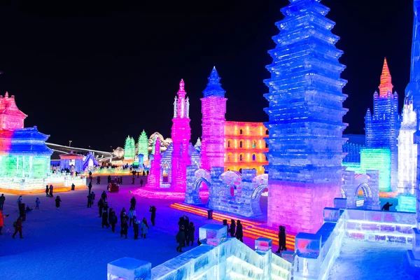 Χάρμπιν Κίνα Νοε 2019 Χαρμπίν Ice Διεθνές Φεστιβάλ Γλυπτικής Χιονιού — Φωτογραφία Αρχείου