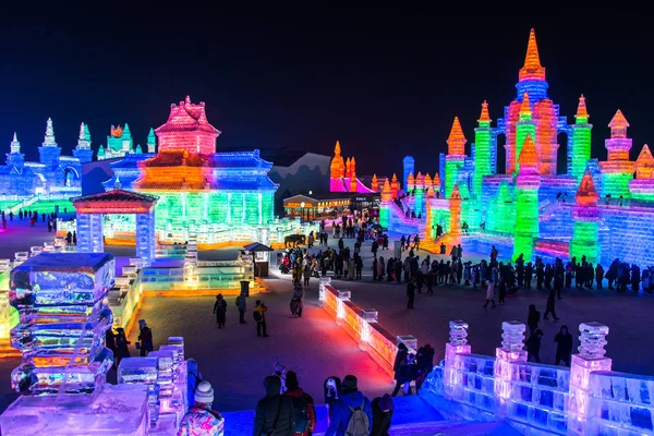 Harbin Kína Jan 2019 Harbin International Jég Szobrászat Fesztivál Egy — Stock Fotó