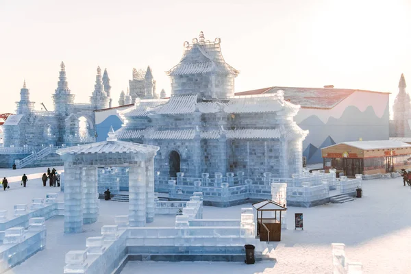 Harbin Kína Jan 2019 Harbin International Jég Szobrászat Fesztivál Egy — Stock Fotó