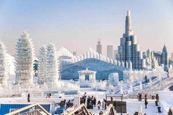 Harbin Čína Jan 2019 Harbin Mezinárodní Festival Ledu Sněhu Sochařství — Stock fotografie