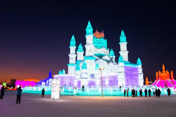 Harbin Kína Jan 2019 Harbin International Jég Szobrászat Fesztivál Egy — Stock Fotó