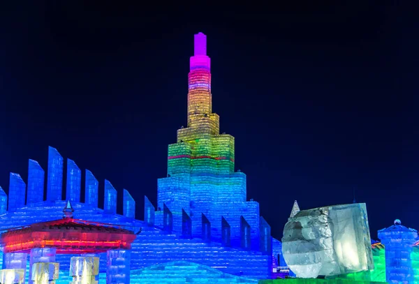 Harbin Internationale Ijs Sneeuw Sculpture Festival Een Jaarlijks Winterfeest Harbin — Stockfoto