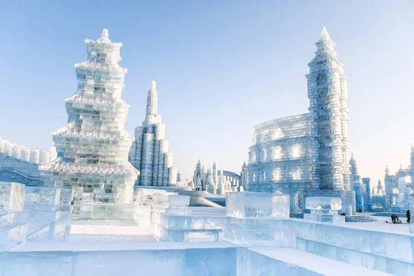 Harbin International Ice Snow Sculpture Festival Est Festival Annuel Hiver — Photo