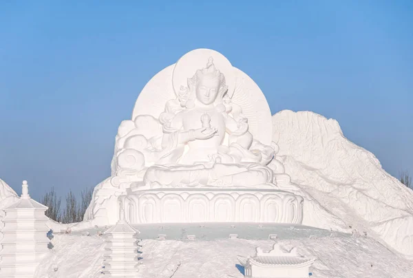 Harbin International Ice Snow Sculpture Festival Ежегодный Зимний Фестиваль Харбине — стоковое фото