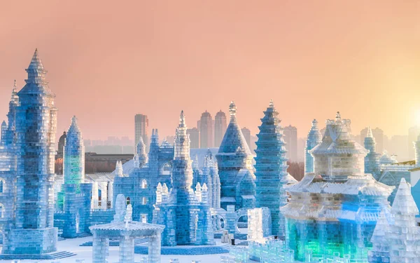 Festival Internacional Escultura Gelo Neve Harbin Festival Anual Inverno Harbin — Fotografia de Stock