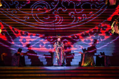 Taian, Çin - 29 Haziran 2019: Taian, Shan Dong, Çin 'de Feng Shan Da Dian adlı büyük gösteri. Çin 'deki en iyi performanslardan biri..