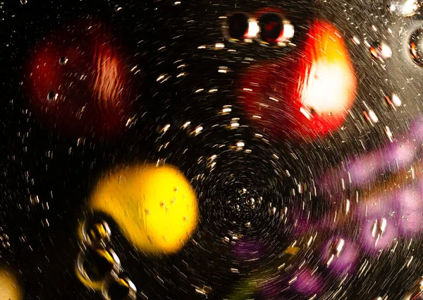 Абстракция Темных Тонах Круговых Движения Пузырьков Дефокусе — стоковое фото