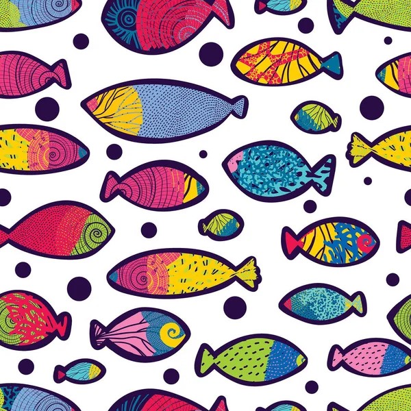 Niedlicher Fisch Kinder Hintergrund Nahtloses Muster — Stockvektor