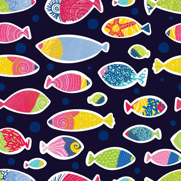 Cute Fish Kids Background Seamless Pattern — Stock Vector