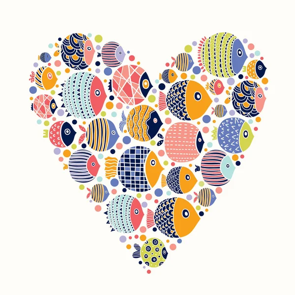 Adore Les Poissons Mignon Motif Mer — Image vectorielle