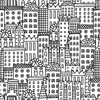 Evim güzel evim. Evleriyle şirin seamless modeli. Şehir.