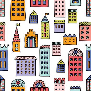 Evim güzel evim. Evleriyle şirin seamless modeli. Şehir.