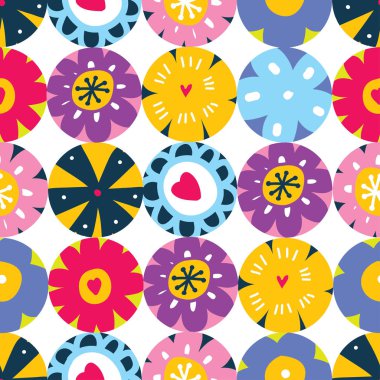 Şirin çiçekler polka dot. Seamless modeli.