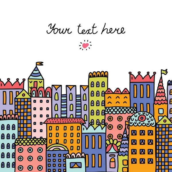 Evim güzel evim. Evleriyle şirin kart. Şehir.