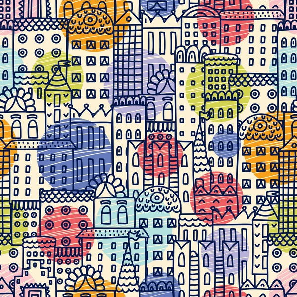 Evim güzel evim. Evleriyle şirin seamless modeli. Şehir.