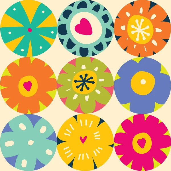 Şirin Çiçekler Polka Dot Seamless Modeli — Stok Vektör