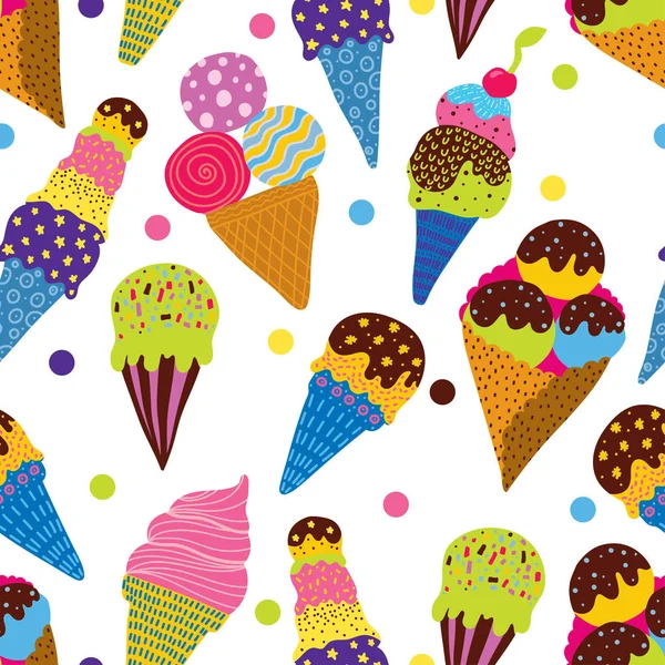冰淇淋 矢量无缝模式 — 图库矢量图片