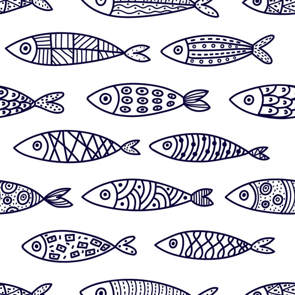 Niedlicher Fisch Kinder Hintergrund Nahtloses Muster — Stockvektor