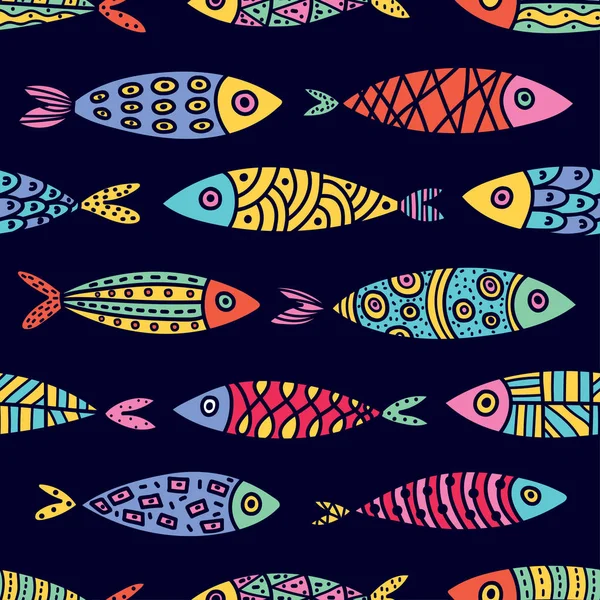 Cute Fish Kids Background Seamless Pattern — Stock Vector