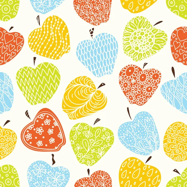 Cute Apple Endless Pattern Flowers Seamless Pattern Can Used Wallpaper — Stock Vector