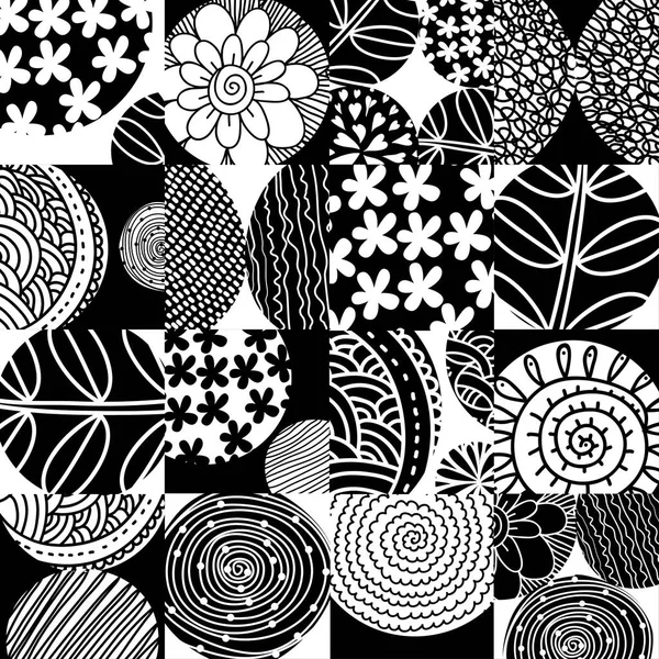 Handgezeichnetes Nahtloses Muster Mit Verschiedenen Ornamenten Und Dekorativen Elementen — Stockvektor