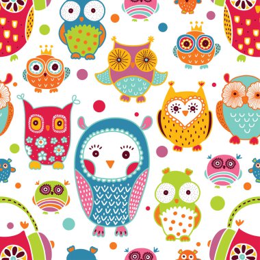 Sevimli baykuşlar. Seamless modeli.