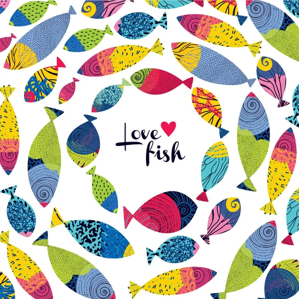 Cartolina Con Pesce Pois — Vettoriale Stock