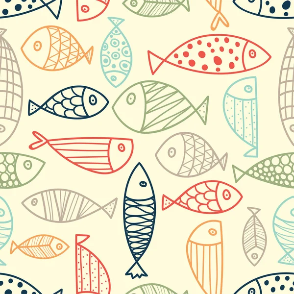 Blue Fish Vector Seamless Pattern Endless Pattern Can Used Ceramic — Stock Vector