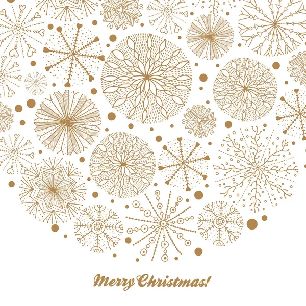 Leuke Winter Ansichtkaart Met Decoratieve Sneeuwvlokken Merry Christmas Card — Stockvector